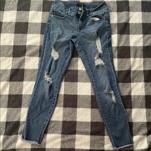 Refuge Blue Skinny Distressed Jeans